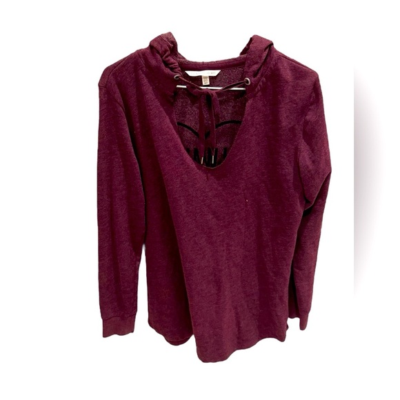 Victoria's Secret Medium Burgundy Sequins Heart Always VS Hoodie Sweatshirt - Picture 2 of 3